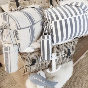 תיק עגלה פשתן פסים טבעי