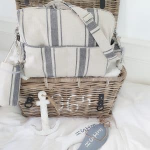 תיק עגלה פשתן פסים טבעי